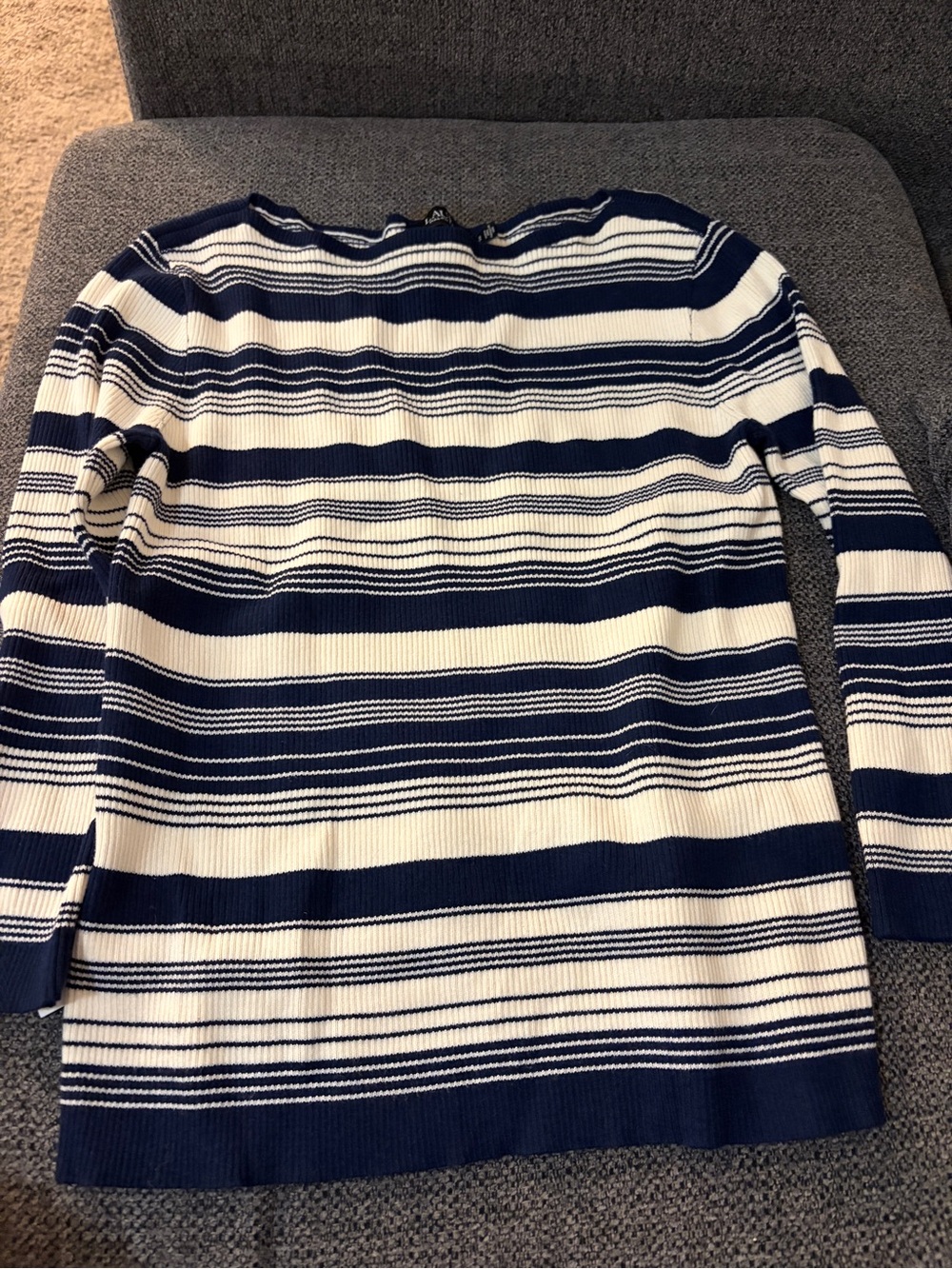 Lauren Ralph Lauren Navy and White Striped Long Sleeve Tee